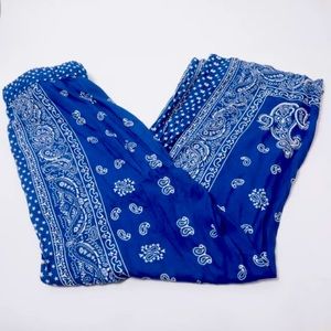 Polo Ralph Lauren Paisley Bandana Royal Blue print wide leg, drawstring pants
